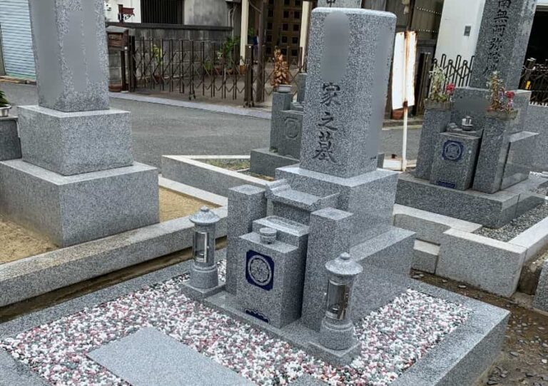羽曳野市の建墓施工事例｜高屋墓地・大島石（2022年3月） 施工後