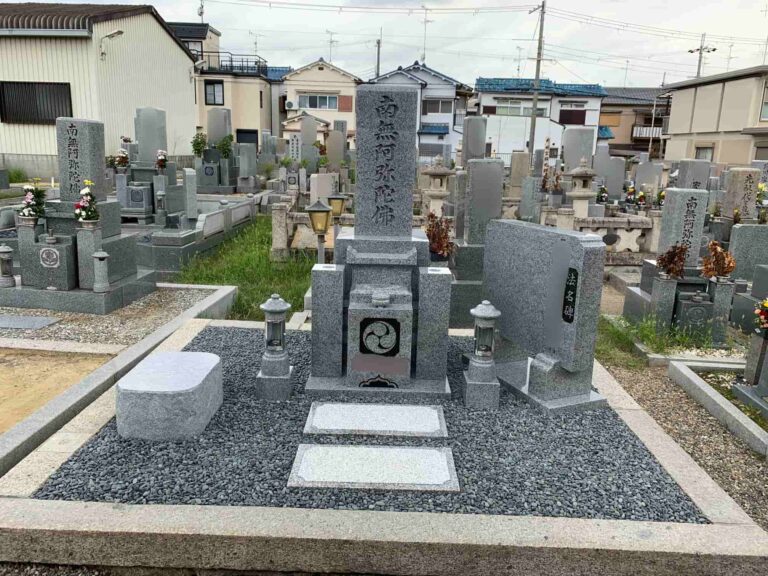 羽曳野市の建墓施工事例｜小土墓地・庵治石（2022年3月） 施工後