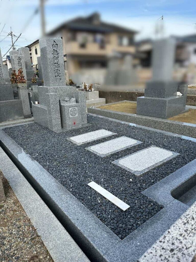 羽曳野市の建墓施工事例｜小土墓地・大島石（2023年12月） 施工後